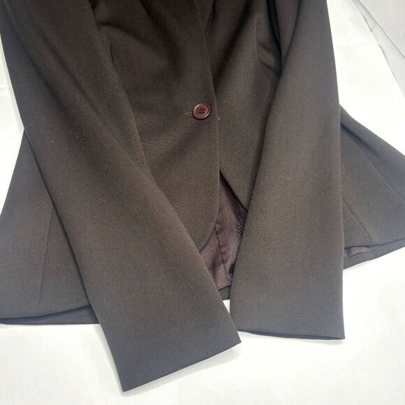 Cache Lux Brown One Button Blazer Suit Jacket Fitted Work Womens NWT - Picture 9 of 10